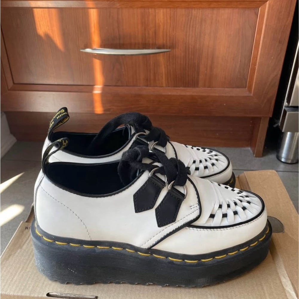 Dr. Martens White and Black Women's Platform Shoes - size 6